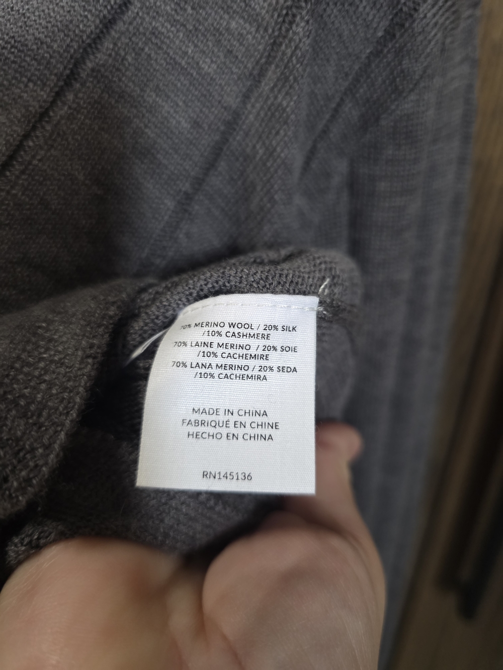 NAADAM Cashmere Blend Gray Ribbed Cardigan - Picture 4 of 5